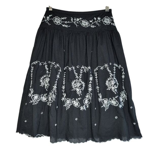 Blue Plate embroidered and lined black cotton skirt, size PP - Picture 1 of 6